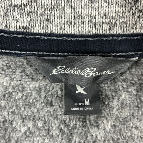 Eddie Bauer Sweater Heather Gray 1/4 Snap Button Pullover Men's Medium - Picture 3 of 7